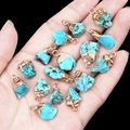 Irregular blue turquoise stone pendants with gold plated edges for DIY jewelry making - Blue Turquoise (Synthetic)