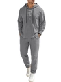 Ensemble deux pièces en lin gris pour homme avec sweat à capuche et pantalon long - S / Gris