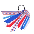 Girl's US flag themed hair scrunchie with red white and blue ribbons and stars - Style 1