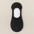 Women's black invisible cotton boat socks with diamond knit pattern and low cut design - Diamond Mesh Low Cut Boat Socks / Black