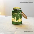 Green Christmas lantern with forest cutout design and rustic hemp rope handle - Green Cup with Rope