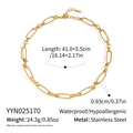 Collar de acero inoxidable chapado en oro 18K con eslabones de textura, 41+5,5cm - Estilo de Doble Anillo con Textura Trenzada (YYN025170)