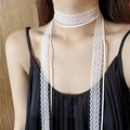 Bandeau et ras-du-cou en dentelle blanche pour bébé avec de délicats rubans élégants - Ruban en Dentelle Blanche Fine