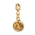 6mm gold stainless steel charm with round yellow November birthstone for jewelry DIY - [Spring Ring Clasp] November Amber Yellow