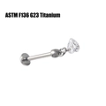 G23 titanium flat back piercing stud featuring a clear heart-shaped cubic zirconia stone - Heart