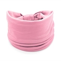 Pink bohemian style elastic sports headband with soft ribbed knit texture on white background - Pink