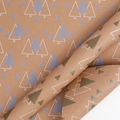 Brown kraft paper gift wrap featuring minimalist green and silver Christmas tree patterns - Gold and Silver Tree / 43CM*10M (Double-sided Printing)