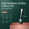 Brushed stainless steel dinner fork 14.2cm long with 20g weighted design for dining - No.4 Dinner Fork