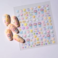 Detail of 5D embossed nail stickers with tulip flower patterns and macaron color tones - Tulip Bouquet Style (FEB-876)