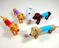 Set of five colorful pop tube spring dog toys in various bright colors for sensory fun - Stretch Dog
