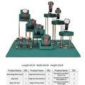 Dark green velvet and gold metal watch display stand set, 9 pieces, 45x45x33cm - Set 2