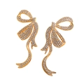 Pendientes de lazo brillante con diamantes de imitación en acabado dorado pulido - Estilo Lazo con Cinta / Dorado