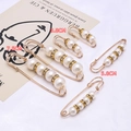 Golden pearl waist pins set with rhinestones in three sizes 3.8cm 5.8cm 7.5cm - Golden Pearl Large Pin Combination