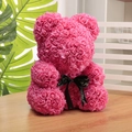 Pink handmade rose teddy bear gift with 'Just for you' ribbon on a wooden table - 35CM Naked Bear / Rose Red