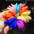 Elastic colorful hair bands for kids in pink blue and purple held in hand - 9# Multicolor Approx 100Pcs