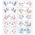 Glittery colorful butterfly temporary face tattoos in blue purple and pink hues - Glitter HDA Series-10 Sheets