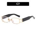 Fashion small square metal sunglasses C7 variant with golden frame and black temples - Gold Frame White Lens