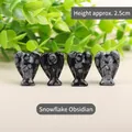 Set of 4 snowflake obsidian angel figurines handcrafted from natural stones, 2.5cm height - Snowflake Obsidian