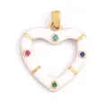 White enamel heart pendant with four-color gemstones set in a golden metal frame - White Heart with 4 Gems Style (L282538-White)