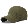 Casquette baseball vert armée délavée avec broderie PEACE et bord de visière déchiré - Vert Foncé