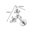 Clou d'oreille branche en acier et zircone 0,95cm x 0,55cm avec fermoir à vis sécurisé - Style Arc Incurvé (2610-6# Argent)