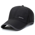 Cappellino sportivo nero asciugatura rapida con bordo grigio e rete traspirante - Regolabile (56-60cm) / Nero