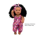 47cm African baby doll with curly hair, floral purple outfit and music feature - 47CM Girl Doll (Pink Outfit)