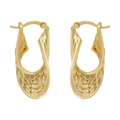 French vintage 18K gold twisted hoop earrings with layered woven texture for women - Twisted Texture Large Hoop / Gold