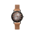 Minimalist women's quartz watch with rose gold mesh strap and grey numeric dial - Rose Gold