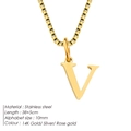 Elegant gold-plated stainless steel V letter pendant necklace with box chain for women - Letter V / Gold
