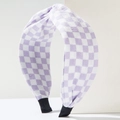 Purple and white checkered cross-knot headband with a minimalist fabric texture - Purple