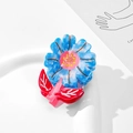 Pince à cheveux marguerite bleue en acétate avec feuilles rouges pour chignons élégants - Bleu