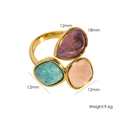 Vergoldeter Titanring mit lila Tropfen und bunten quadratischen Zirkonia-Steinen - Mehrfarbig 9