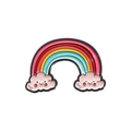 Cartoon enamel pin featuring a vibrant rainbow design with two smiling pink clouds - Smiling Cloud Rainbow Style (QHXZ458)