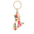 Cute fruit resin letter V keychain with colorful slices and pink tassel pendant - Letter V