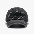 Donkergrijze gewassen denim baseballpet met Boston borduursel en distressed details - Verstelbaar / Donkergrijs (25A239)