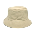 Vue de côté d'un chapeau bob en coton beige avec surpiqûres détaillées sur le bord - M (56-58cm) / Beige