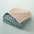 Dual-sided beige and teal blue Minky dot baby blanket with embossed bubble texture - Yellow Blue