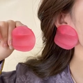 Orecchini moderni rosa pesca in resina irregolare con texture opaca effetto gelatina - Ago d'argento / Rosa Opaco