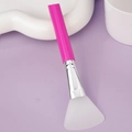 Silicone face mask brush with rose pink handle and white soft fan-shaped tip - Slanted Tail Style B / Rose Red