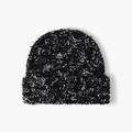 Gorro de punto grueso en bloque de color negro y gris con textura suave de invierno - Negro (24B095)