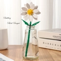 Daisy building block bouquet in clear glass vase for minimalist home office decoration - White Chrysanthemum 260-34 / Bag Packaging