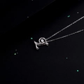 Minimalist 925 sterling silver necklace with a dancing zircon letter L pendant - Style Z Alphabet (NS869)