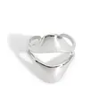 Minimalist silver wavy stainless steel ring with a polished mirror finish for women - Double Layer Wave Streamline Open Style (PB757) / Silver