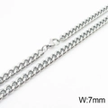 7mm silver stainless steel Cuban link chain necklace with lobster clasp for men - 7mm Steel / Necklace 45cm
