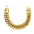 Bracciale cubano pesante in acciaio inossidabile dorato da uomo con finitura hip hop lucida - Grande / Oro