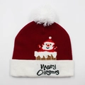 Christmas knit hat with Santa Claus chimney pattern and white pompom on top - Hat Style 16 (Red White Chimney Santa)