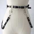 Cintura body chain gotica Harajuku in pelle PU nera con ciondoli a cuore e anelli - Nero (Accessori Cuore)
