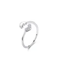 Adjustable S925 sterling silver ring featuring sparkling zircon double heart design - Adjustable / 925 Silver