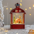 Christmas musical snow lantern in red barn design with snowman and tractor, 23cm height - Red - Snowman Farm